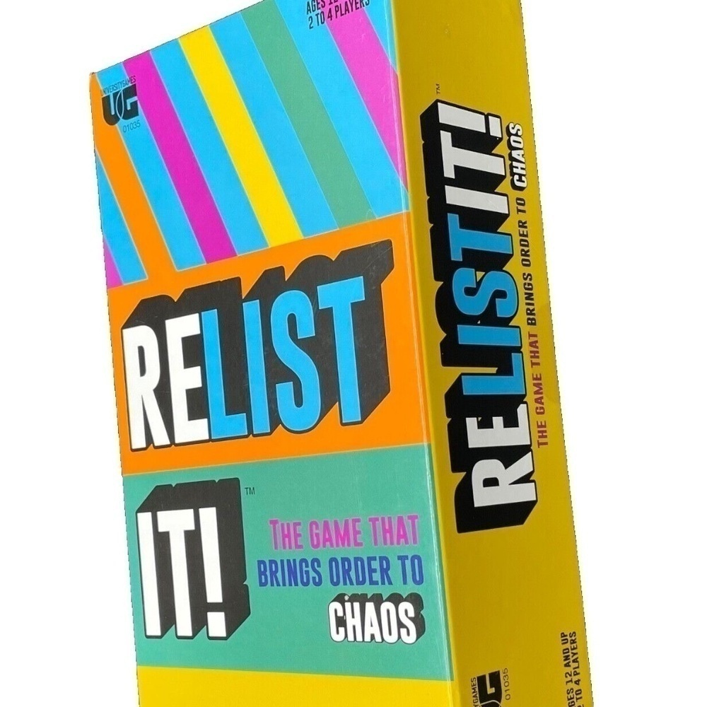 Relist It! Fun Listing Order Game for ages 12+, 2-4 players, New and Sealed
